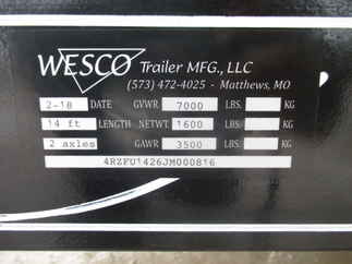 2018 Wesco 76x14 Utility