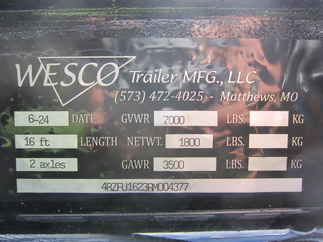 2024 Wesco 82x16 Utility